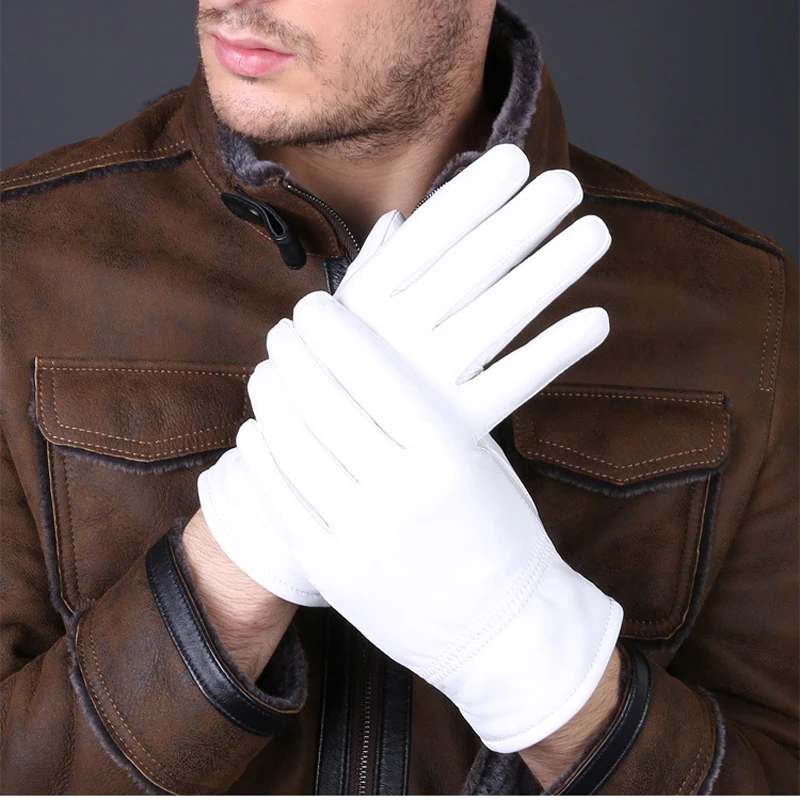 Leather Work Winter Gloves - 2025 зимние белые перчатки из натуральной