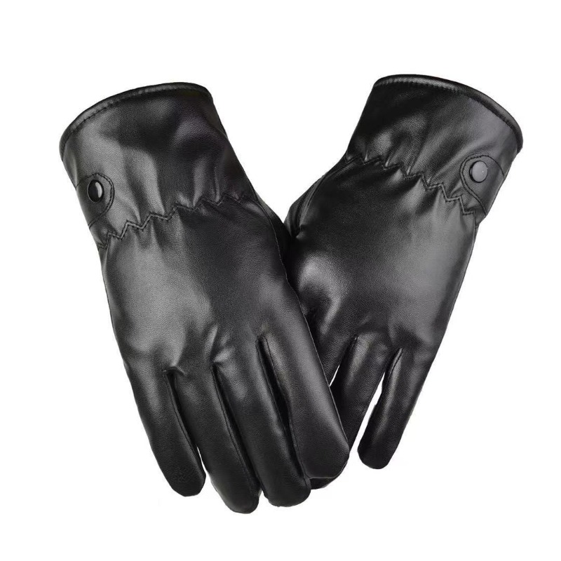 Leather Work Winter Gloves - Зимние модные черные перчатки из искусственной