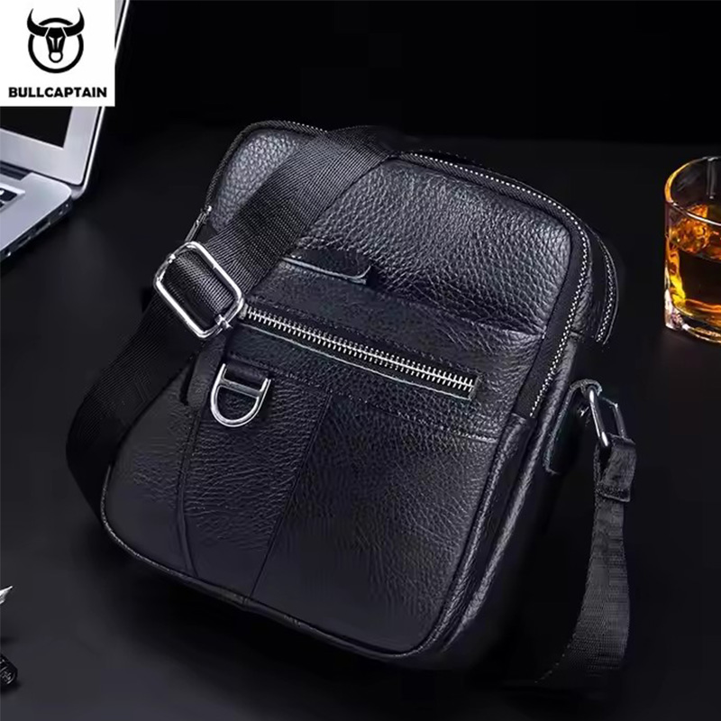 Leather Work Bag Men - BULLCAPTAIN Мужская кожаная сумка-мессенджер Ретро сумки