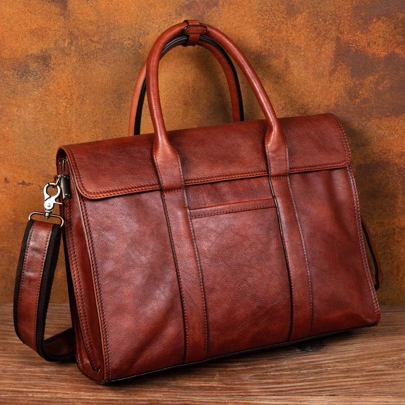 Leather Work Bag - Кожаная сумка растительного дубления, мужская сумка-мессенджер,