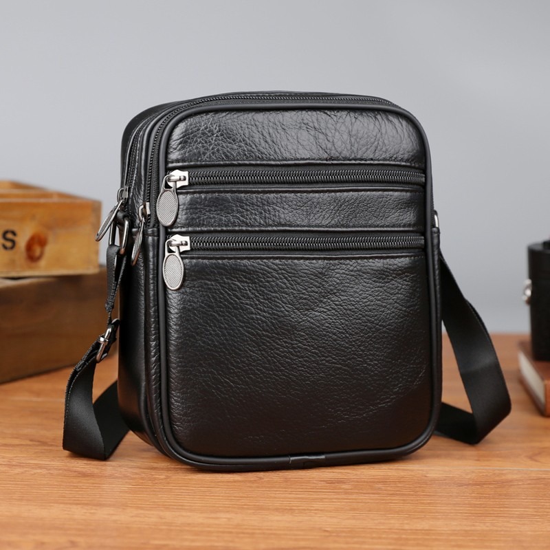 Leather Work Bag Men - Мужская сумка-мессенджер через плечо, повседневная, из