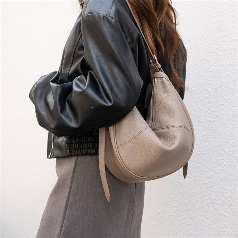 Leather Work Bag Women - Сумка-хобо BURMINSA из мягкой натуральной кожи