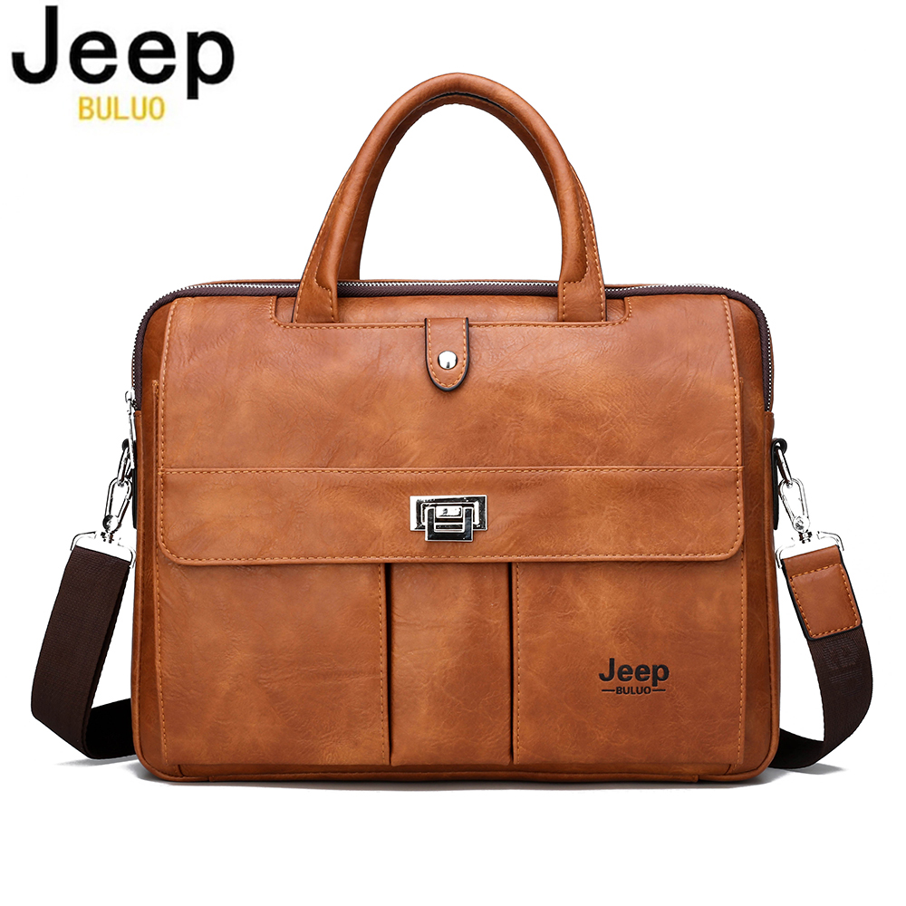 Leather Work Laptop Bag - Мужской кожаный портфель Jeep Buluo для