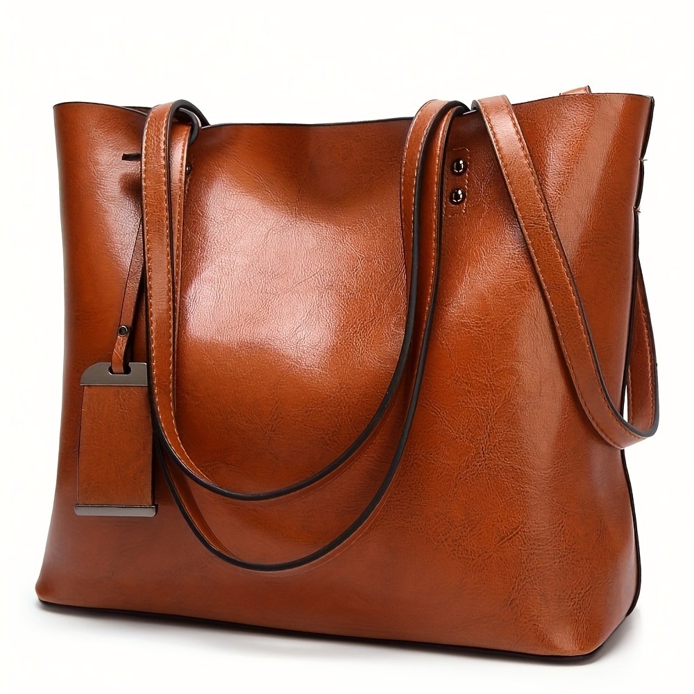 Leather Work Laptop Bag - Модная классическая кожаная женская сумка-тоут в