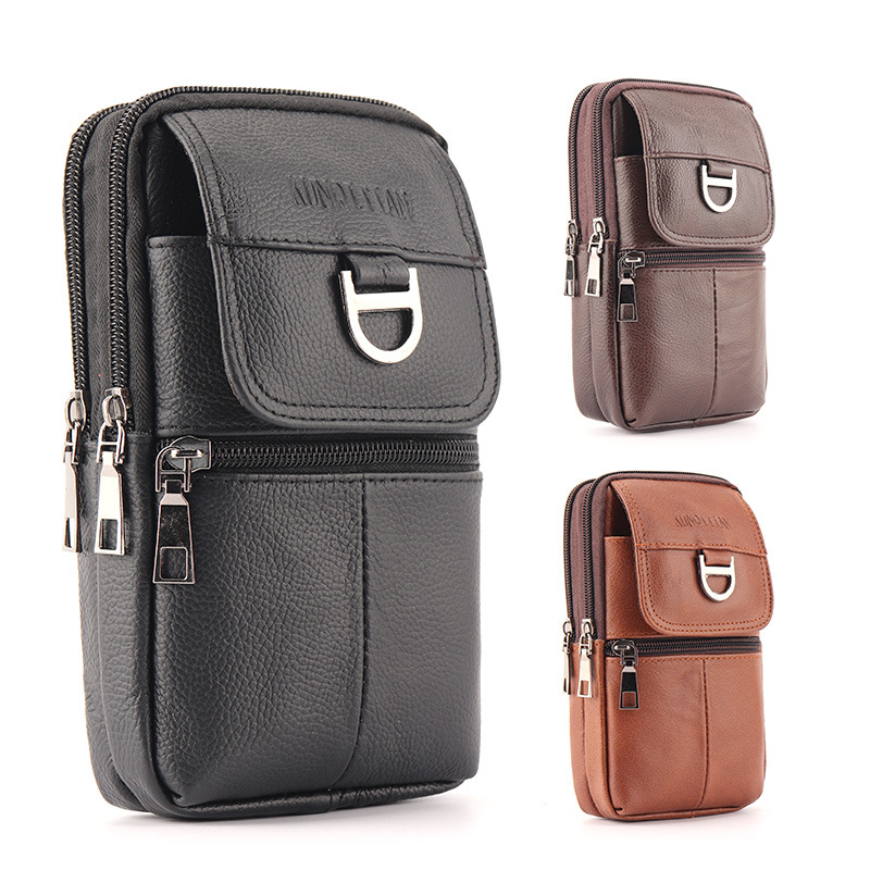 Leather Work Bag - Мужская кожаная поясная сумка - вместительная