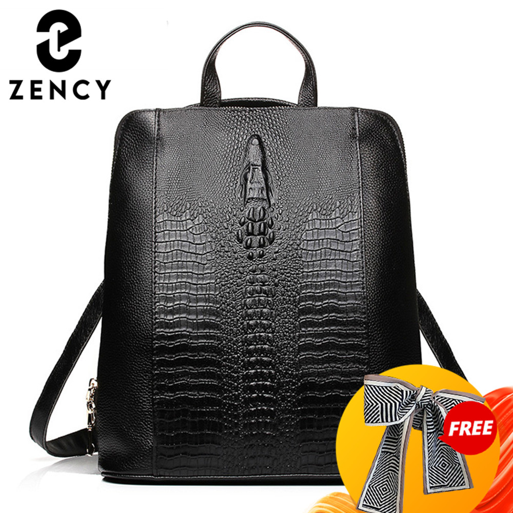 Leather Work Laptop Bag - Женский рюкзак Zency из натуральной крокодиловой