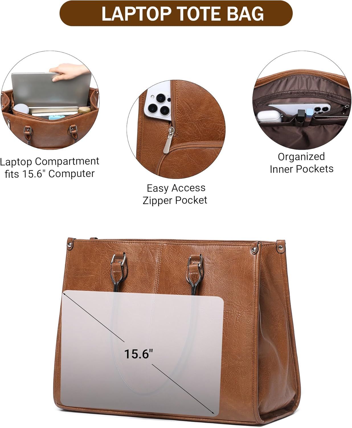Сумка-тоут для ноутбука 2-в-1  – обзор и цена Leather Work Laptop Bag
