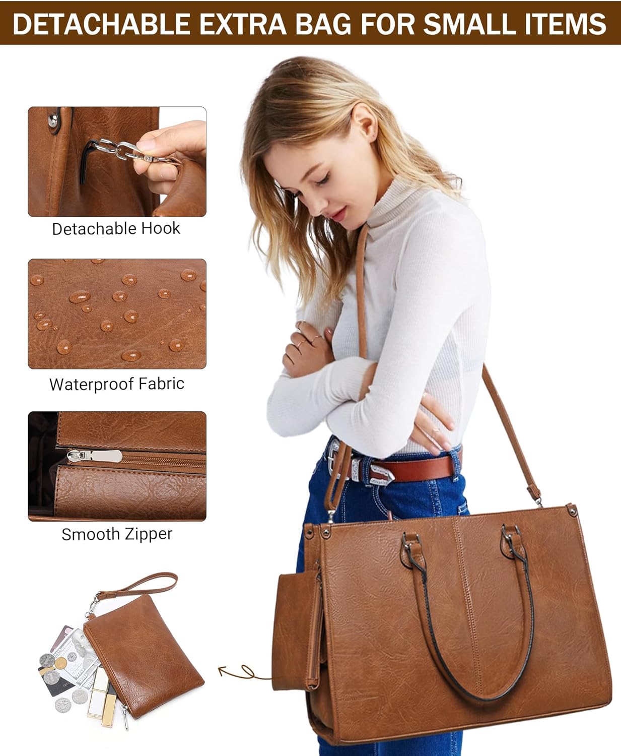 Сумка-тоут для ноутбука 2-в-1  – обзор и цена Leather Work Laptop Bag