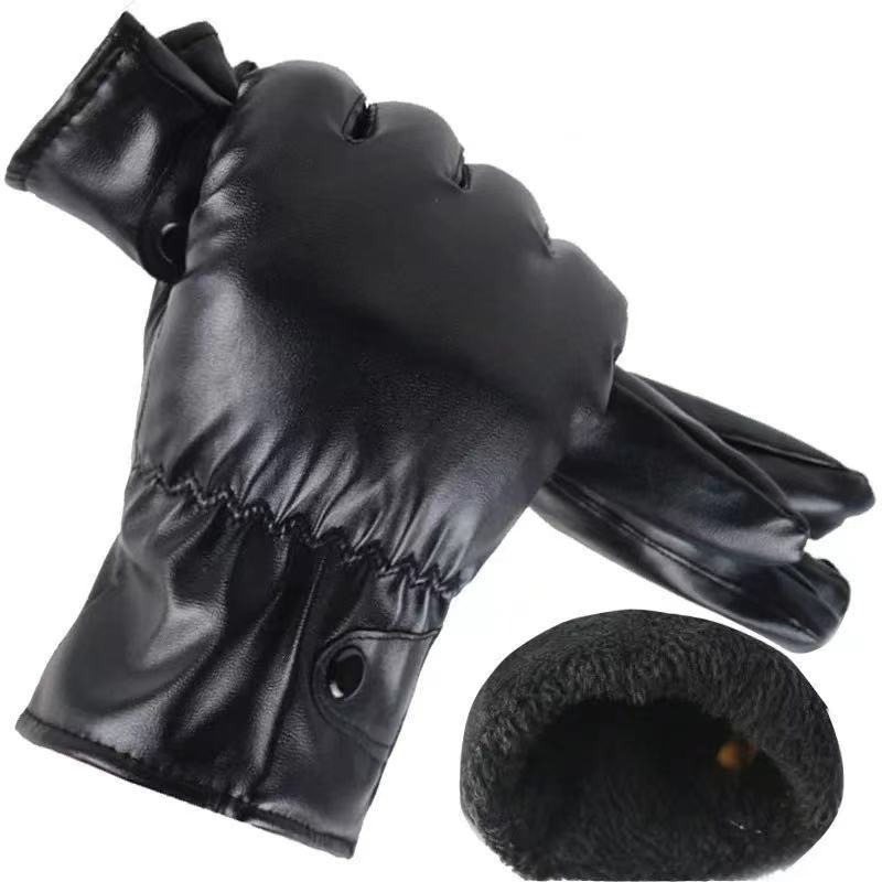 Зимние модные черные перчатки  – обзор и цена Leather Work Winter Gloves