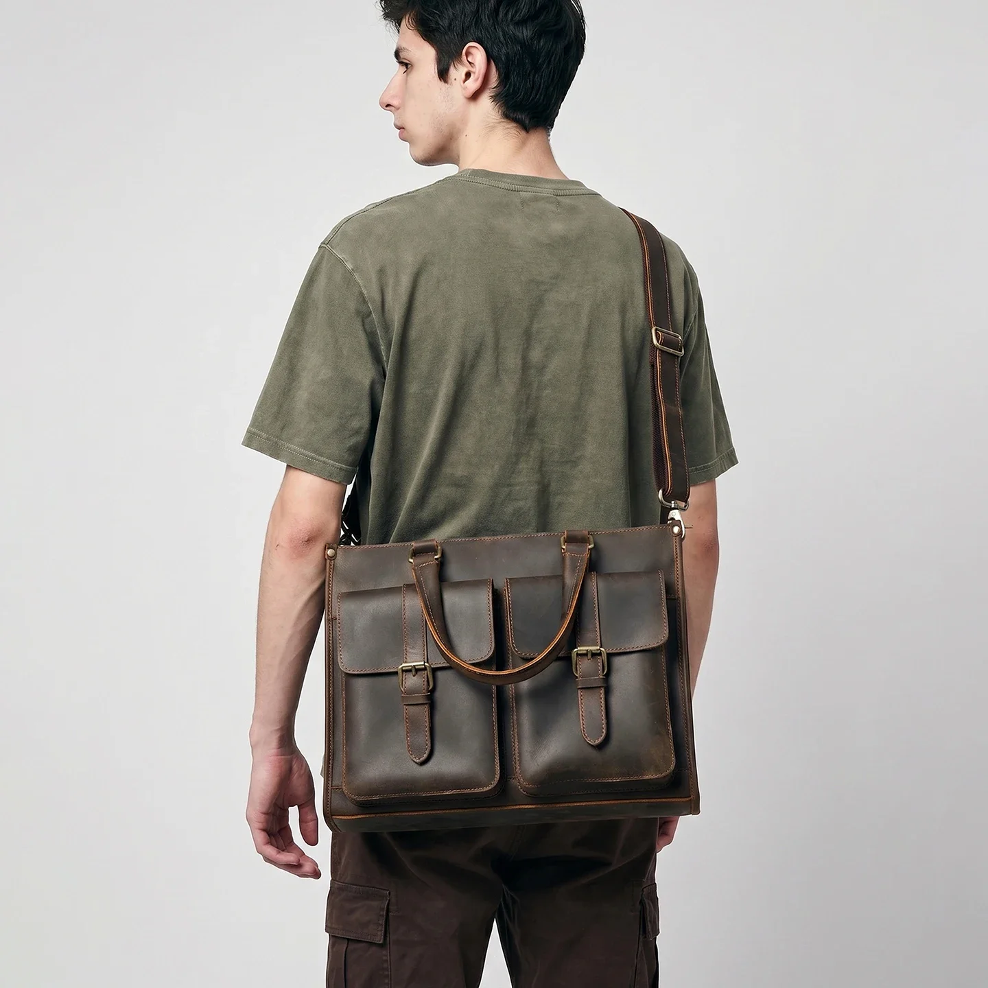 Винтажная мужская сумка-мессен – обзор и цена Leather Work Laptop Bag