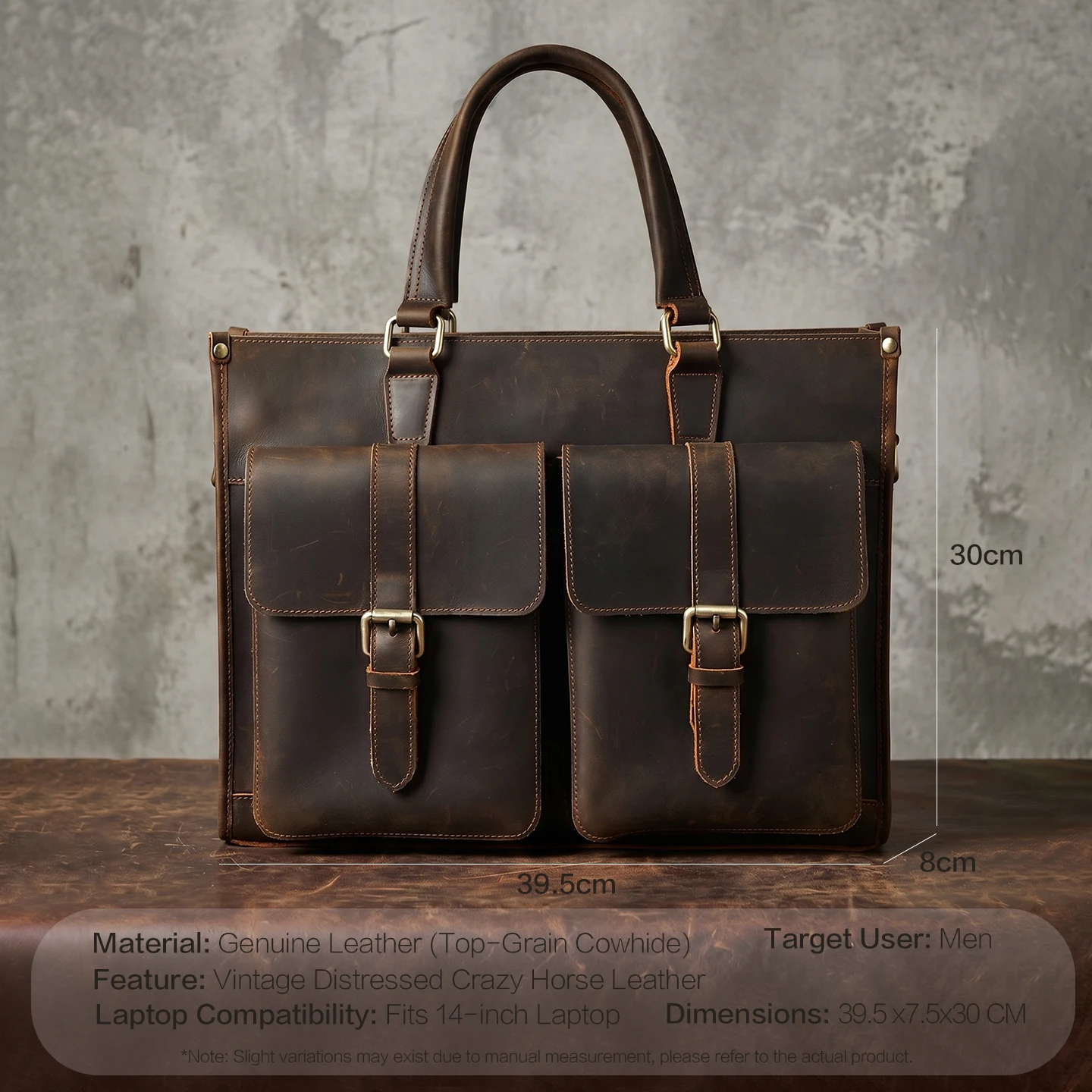 Винтажная мужская сумка-мессен – обзор и цена Leather Work Laptop Bag