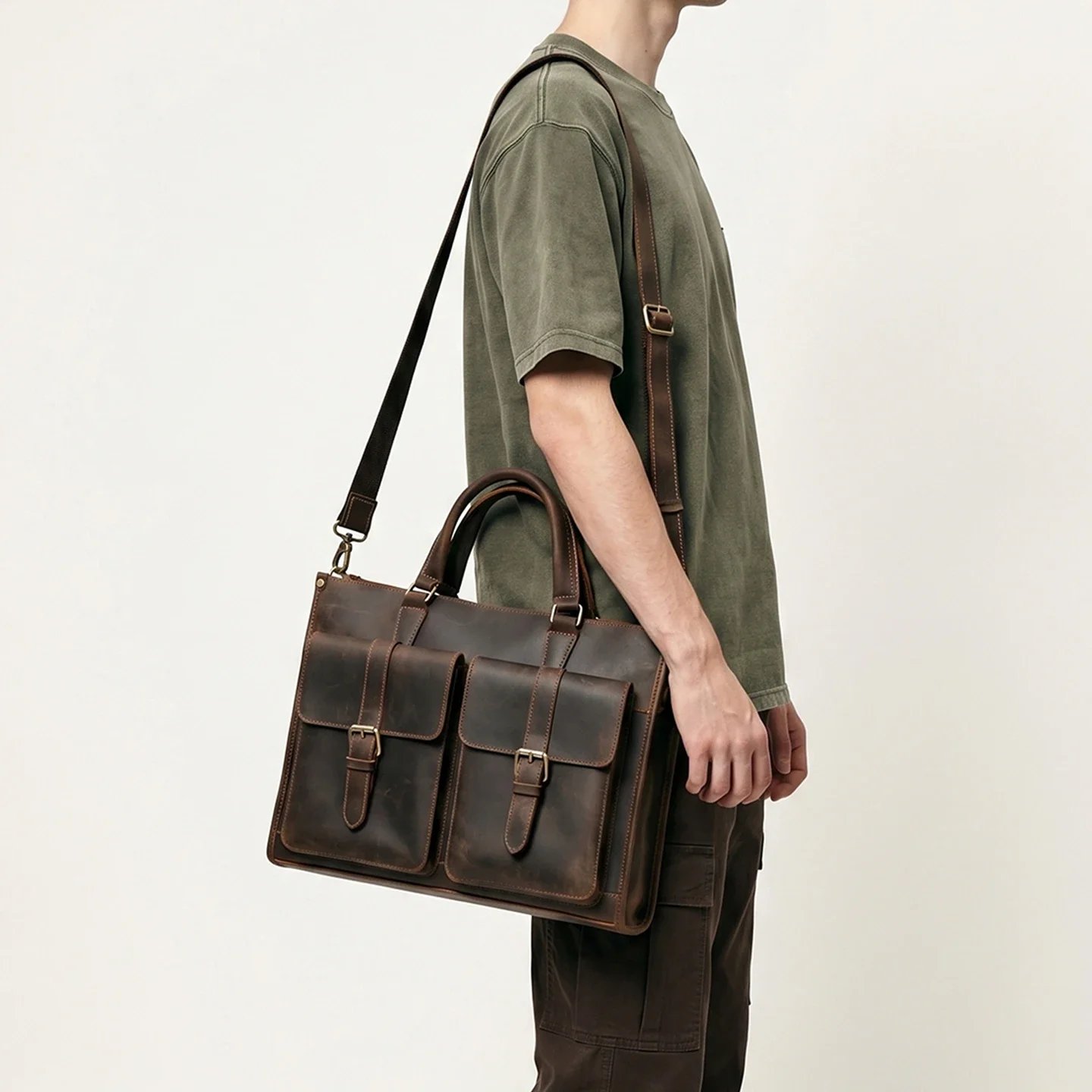 Винтажная мужская сумка-мессен – обзор и цена Leather Work Laptop Bag