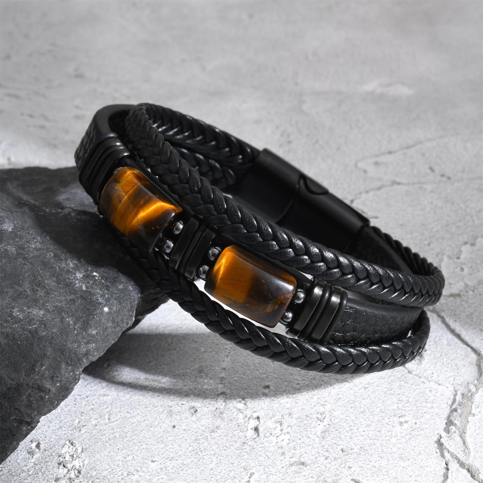 Мужской плетеный кожаный брасл – обзор и цена Leatherwork Logo