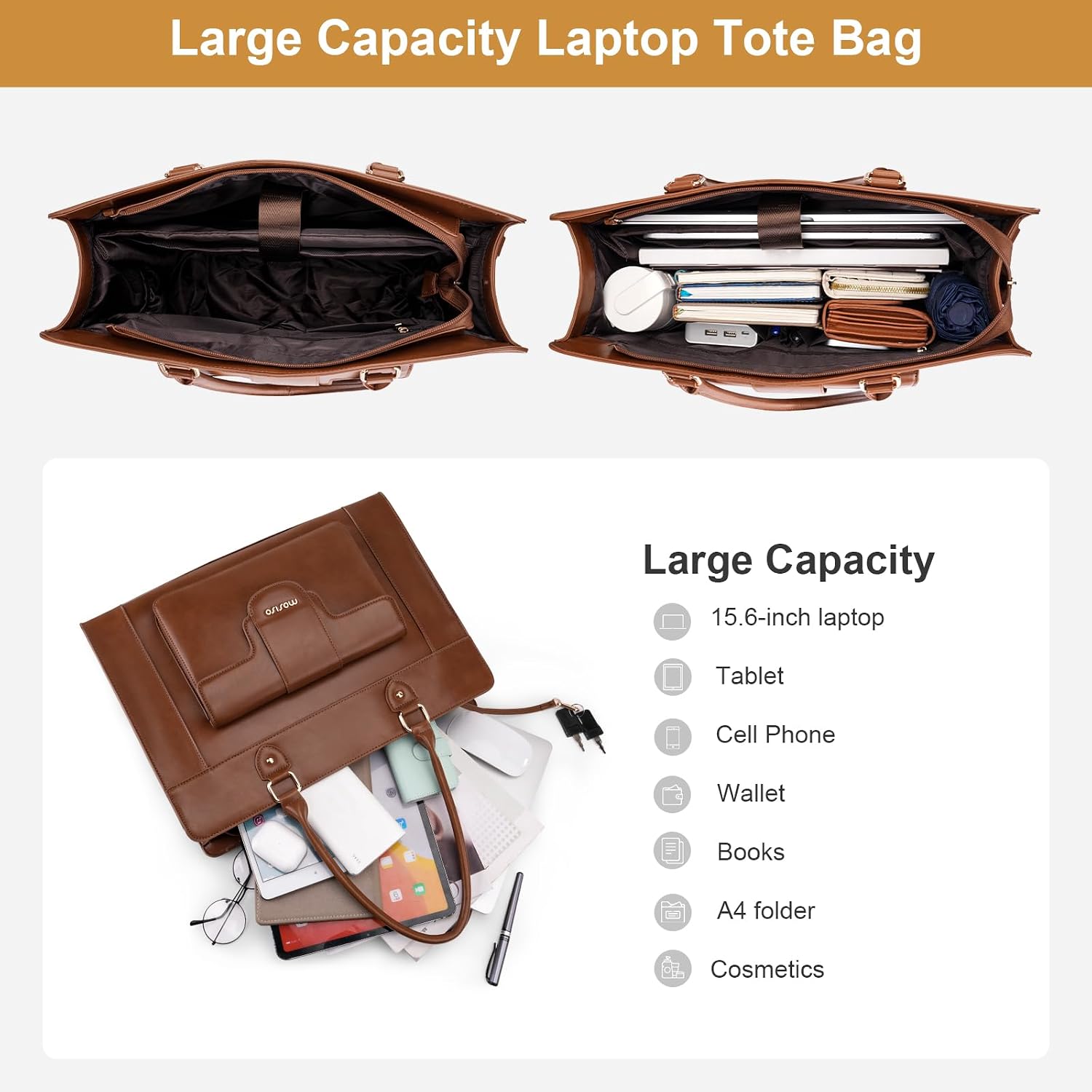 Сумка-портфель MOSISO для ноут – обзор и цена Leather Work Laptop Bag